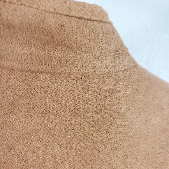 Studio Works Women's Tan Faux Leather Lined Full Zip Light Weight Coat Jacket - Picture 10 of 13